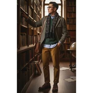 Vtg Mens Wool Blend 2 Button Blazer Tweed Striped Sz 44 Med Gray Brown Retro Fun